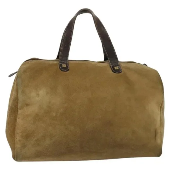 LOEWE Anagram Boston Bag Suede Brown Gold - Picture 2 of 16